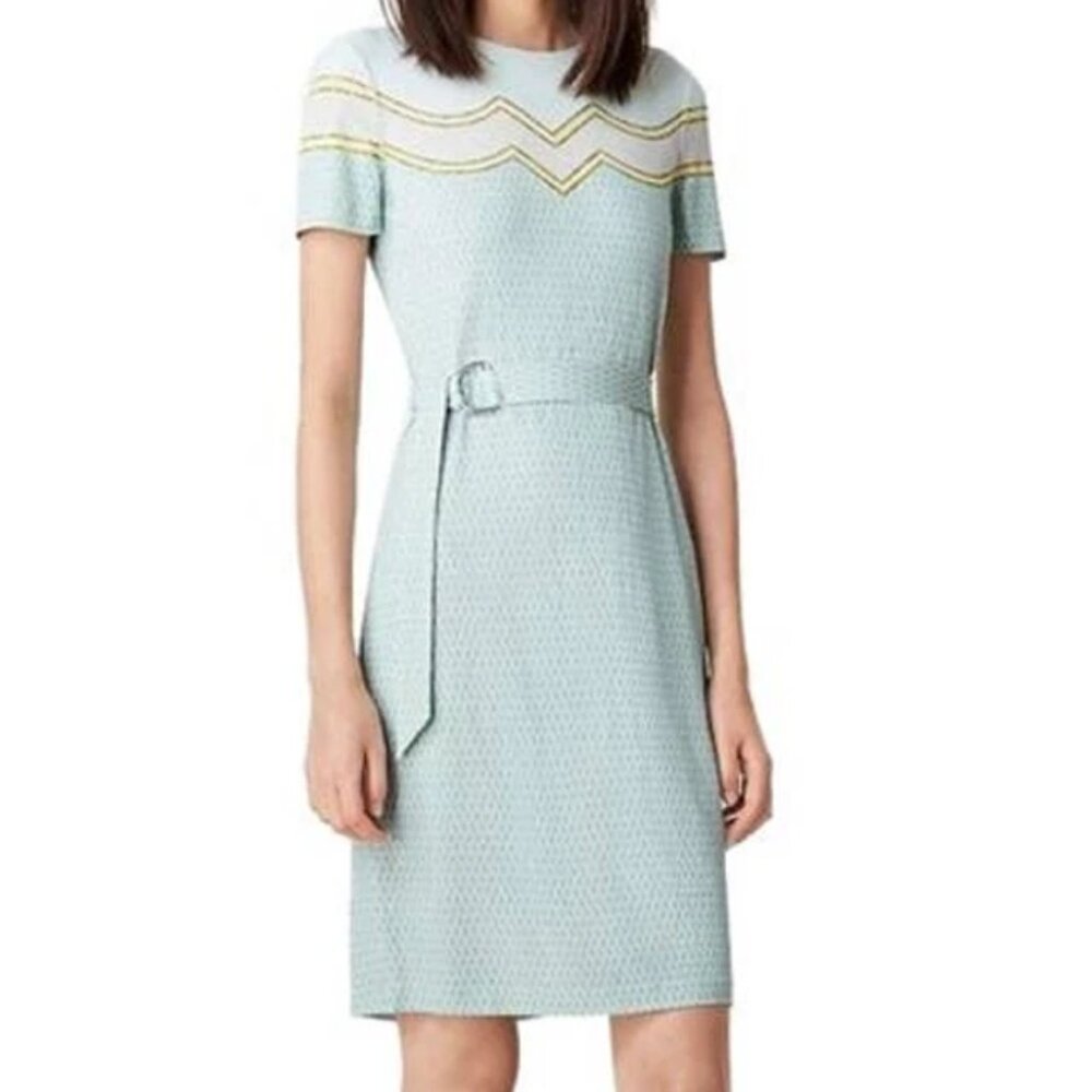 Tory Burch Tile Print Belted Sheath Dress, Size M